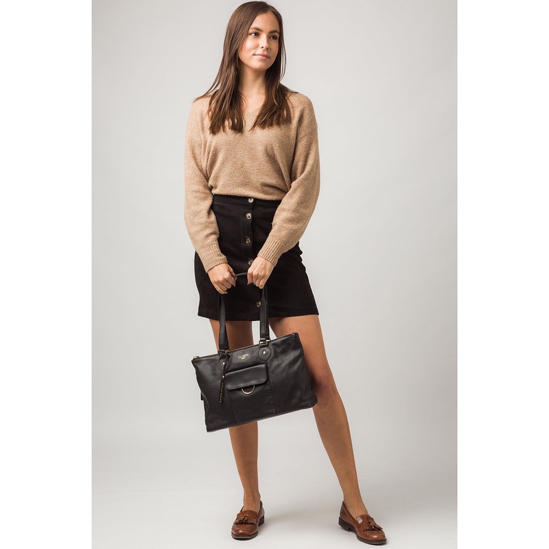 'Bayswater' Black Leather Tote Bag