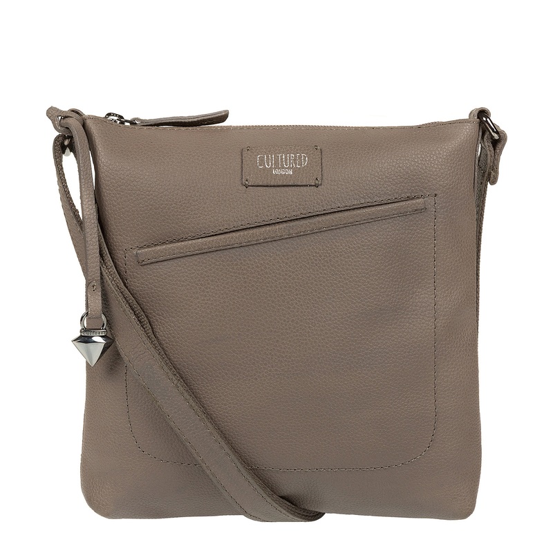 'Bliss' Grey Real Leather Cross-Body Bag