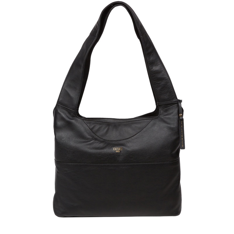 'Boston' Black Leather Shoulder Bag