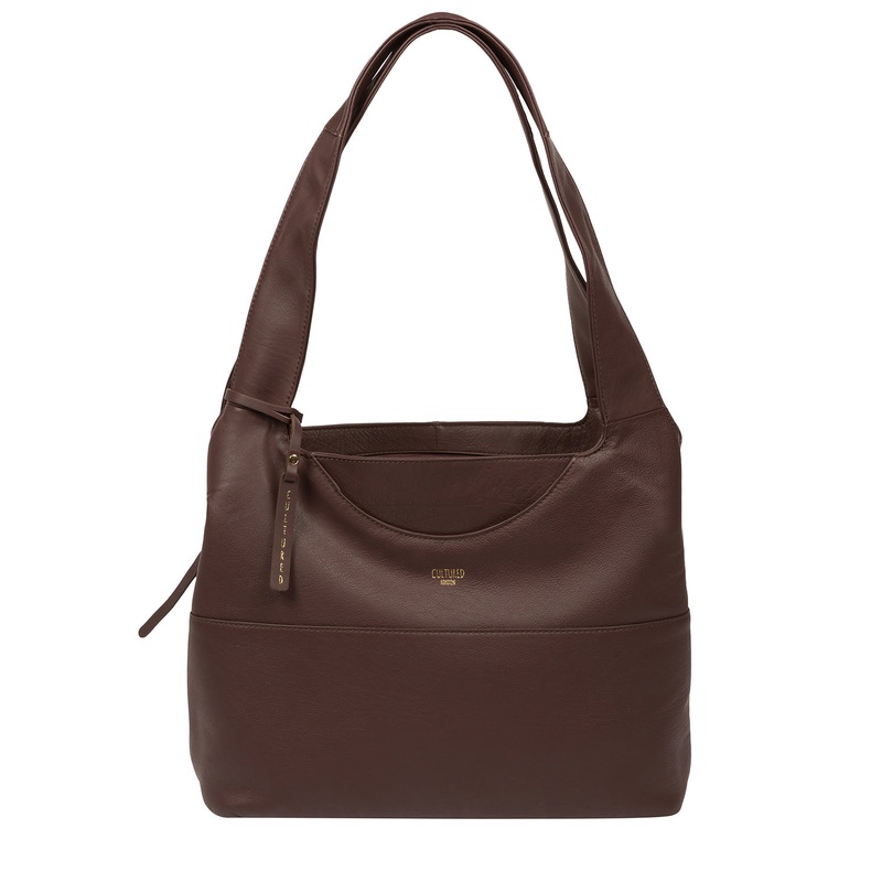 'Boston' Plum Leather Shoulder Bag