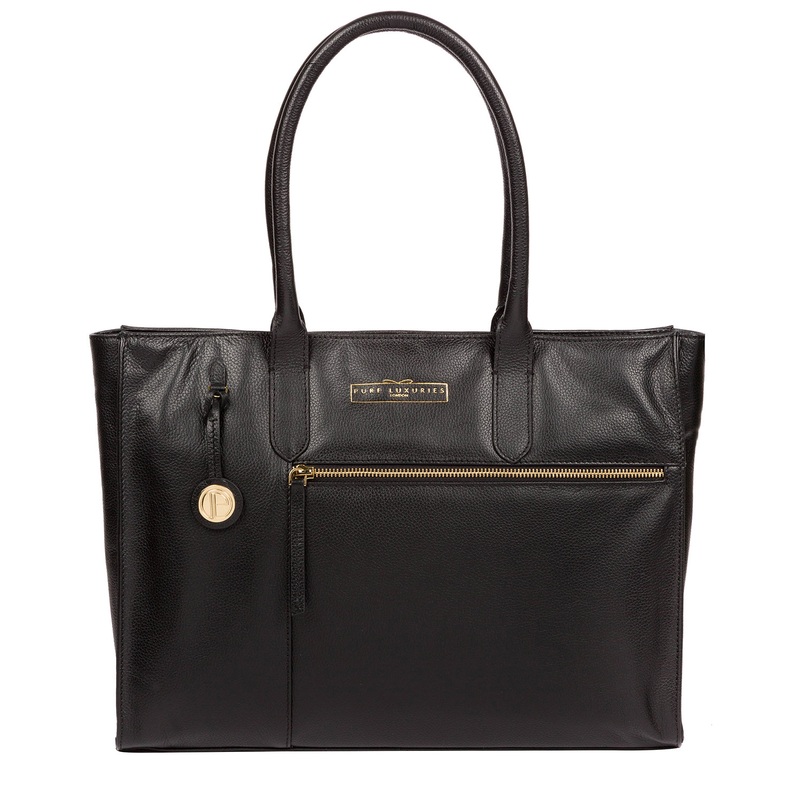 'Buckingham' Black Leather Tote Bag