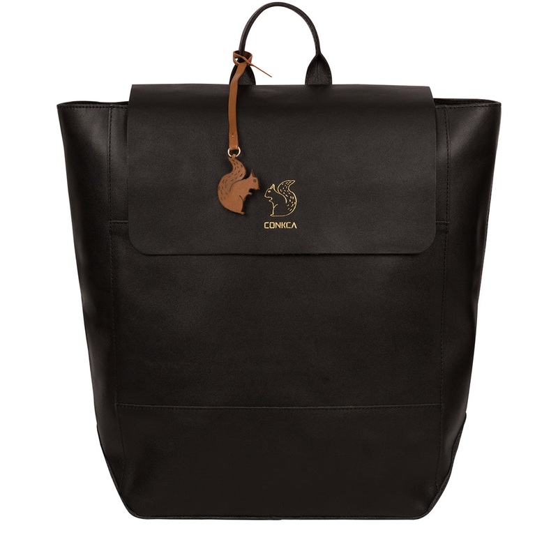 'Butler' Jet Black Vegetable-Tanned Leather Backpack