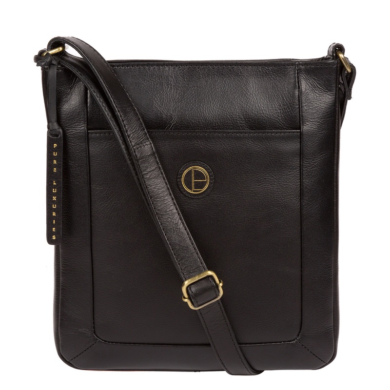 'Bythorn' Vintage Black Leather Cross Body Bag