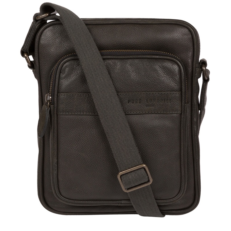 'Capitan' Ash Black Leather Cross Body Bag