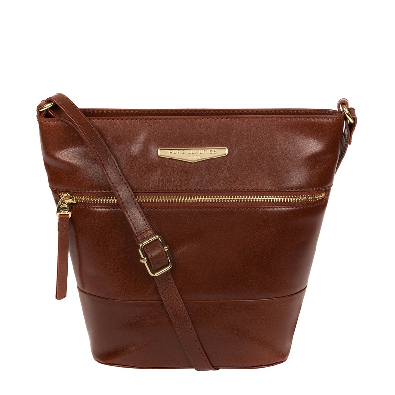 'Caterina' Italian Tan Vegetable-Tanned Leather Cross Body Bag
