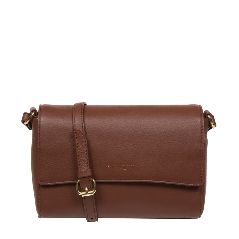 'Charlotte' Dark Tan Nappa Leather Cross Body Bag
