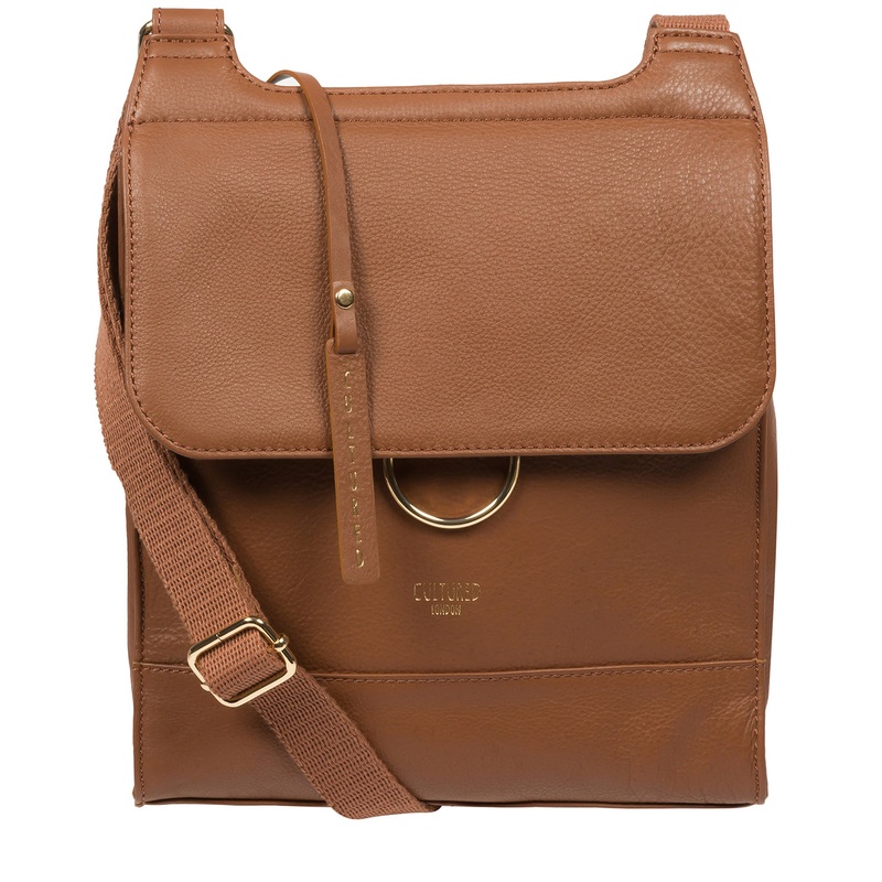 'Covent' Dark Tan Leather Cross Body Bag
