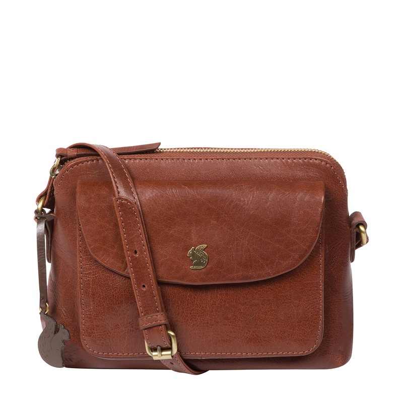 'Dainty' Conker Brown Leather Cross Body Bag