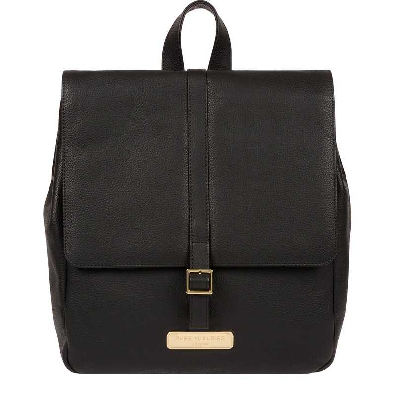 'Daisy' Black Leather Backpack