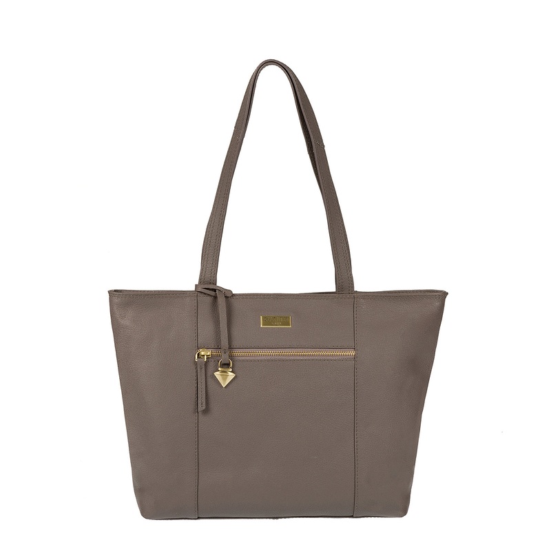 'Daphne' Grey Leather Tote Bag