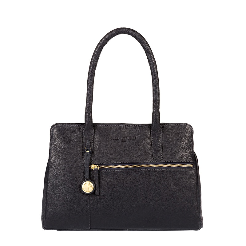 'Darley' Navy Leather & Gold-Coloured Detail Handbag