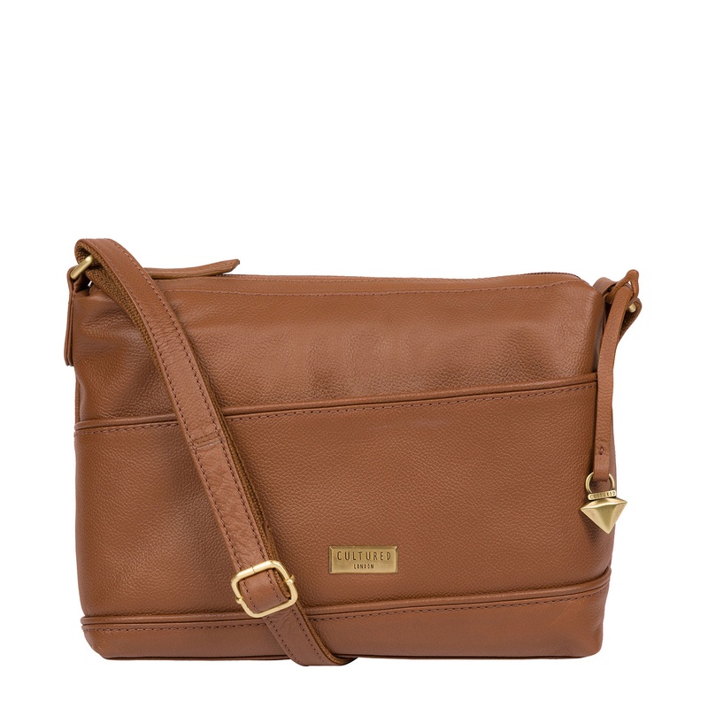 'Duana' Tan Leather Shoulder Bag