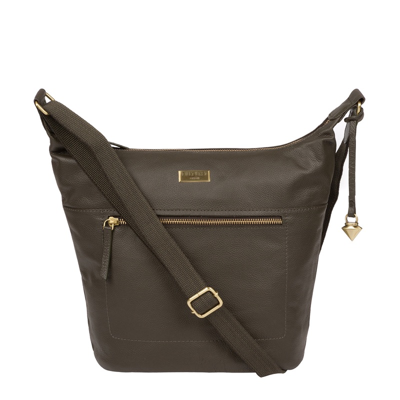 'Elizabeth' Olive Leather Shoulder Bag