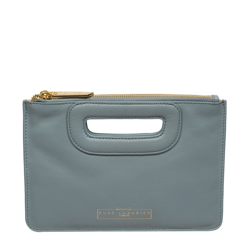 'Esher' Cashmere Blue Leather Clutch Bag