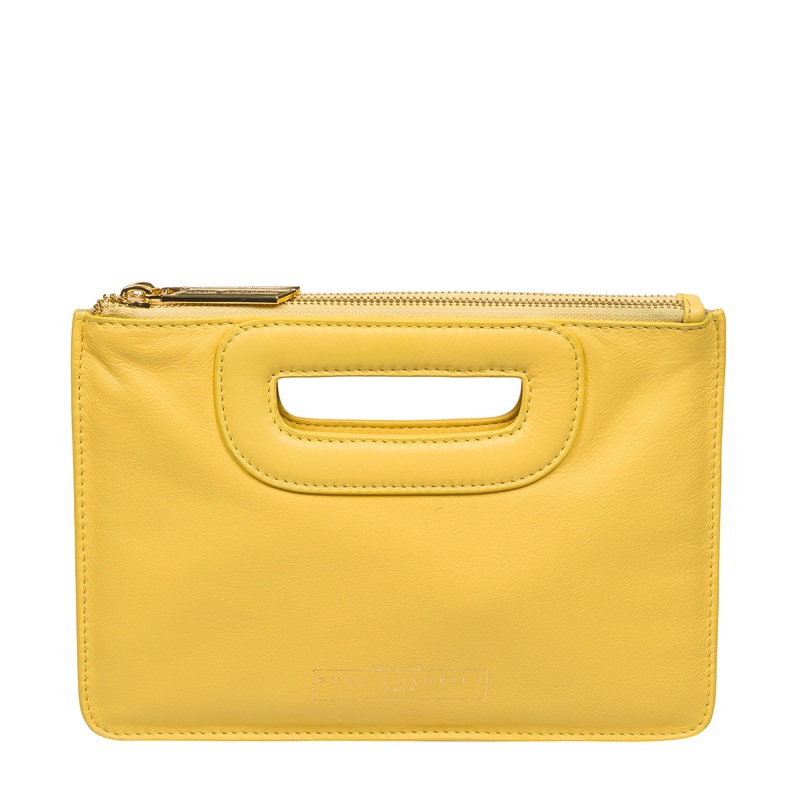 'Esher' Lemon Drop Leather Clutch Bag