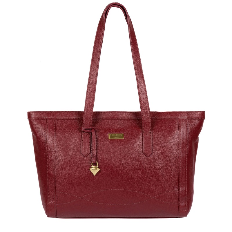 'Farah' Ruby Red Leather Tote Bag