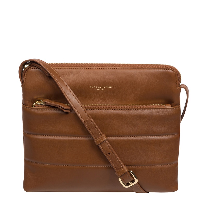 'Finola' Chestnut Nappa Leather Cross Body Bag