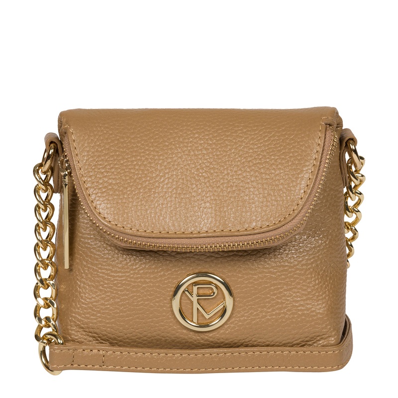 'Giselle' Metallic Champagne Leather Cross Body Clutch Bag