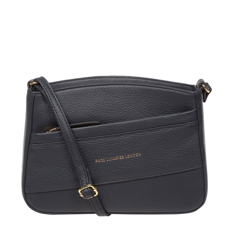 'Helena' Navy Nappa Leather Cross Body Bag