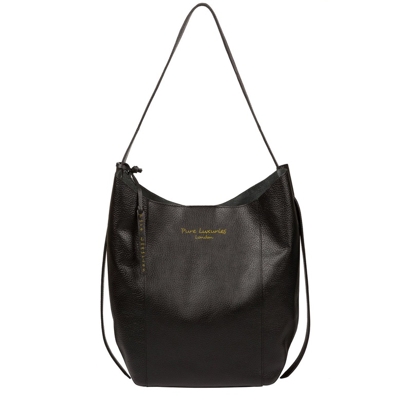 'Hoxton' Jet Black Leather Shoulder Bag