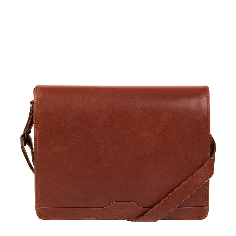 'Islington' Conker Brown Buffalo Leather Messenger Bag