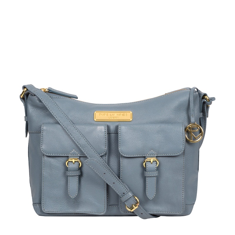 'Jenna' Blue Cloud Leather Shoulder Bag