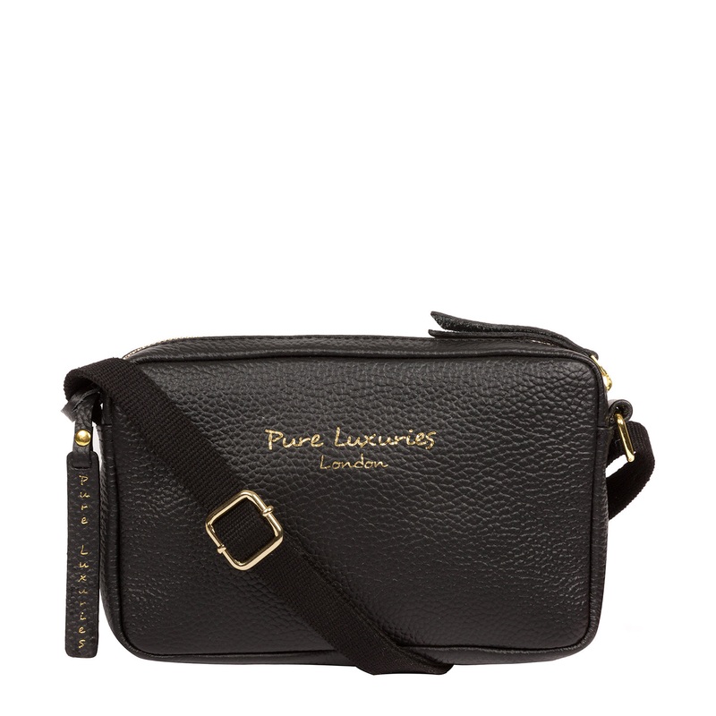 'Laine' Black Leather Cross Body Bag
