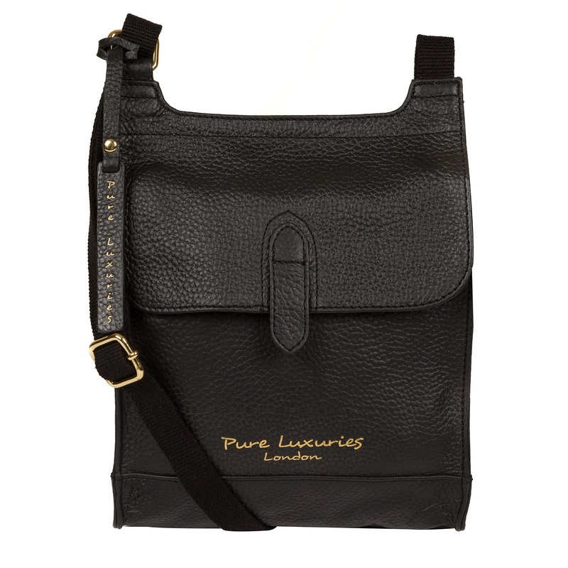 'Lea' Black Leather Cross Body Bag
