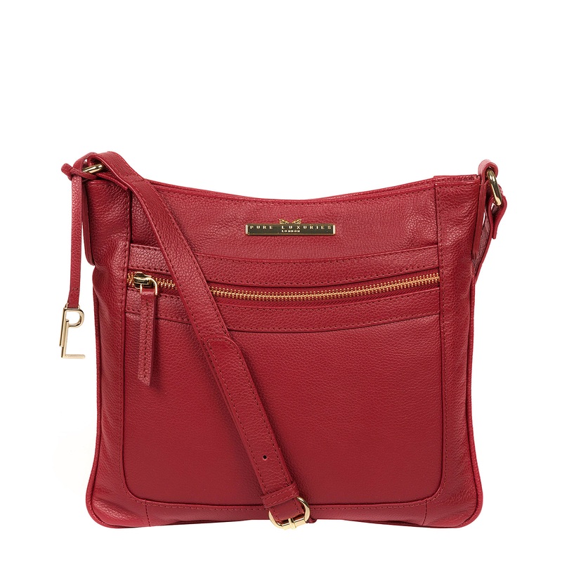 'Lewes' Deep Red Leather Cross Body Bag