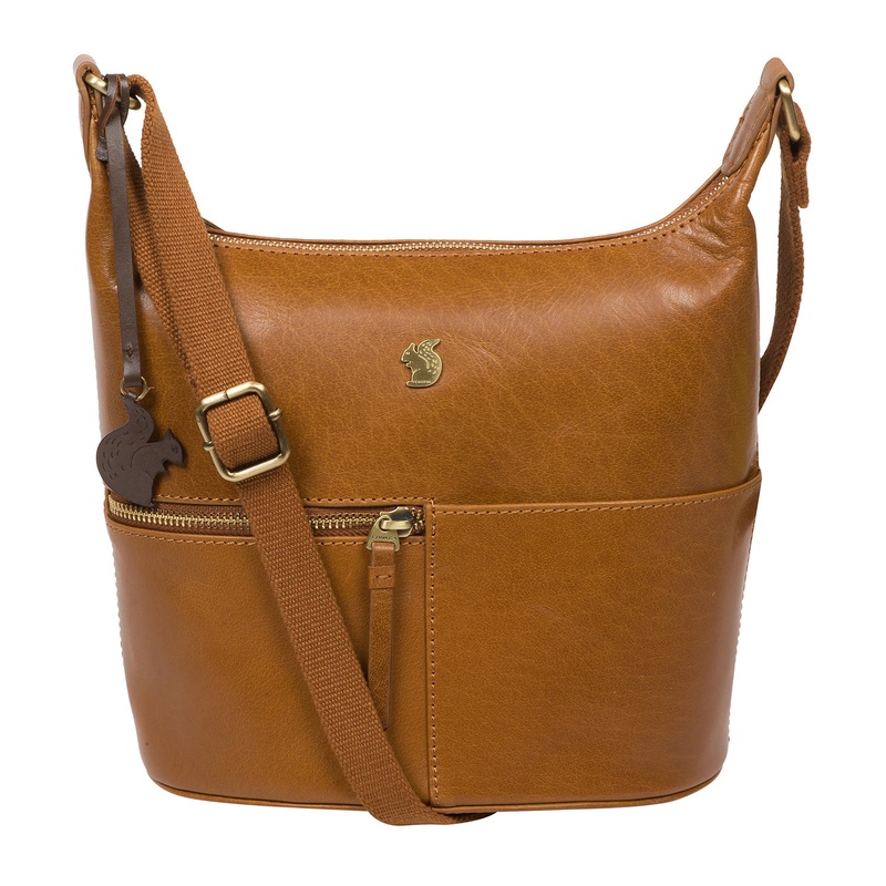 'Little Kristin' Dark Tan Leather Shoulder Bag