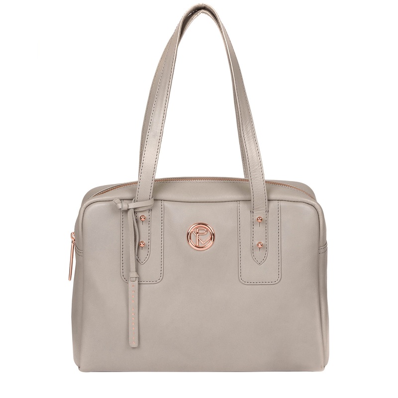 'Madox' Grey Leather Handbag