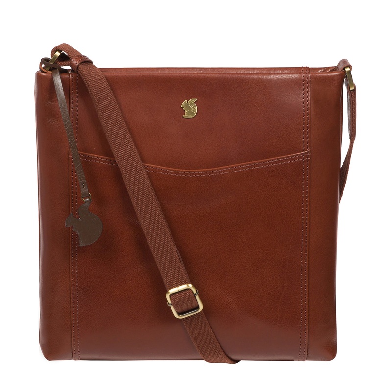 'Miya' Conker Brown Leather Cross Body Bag