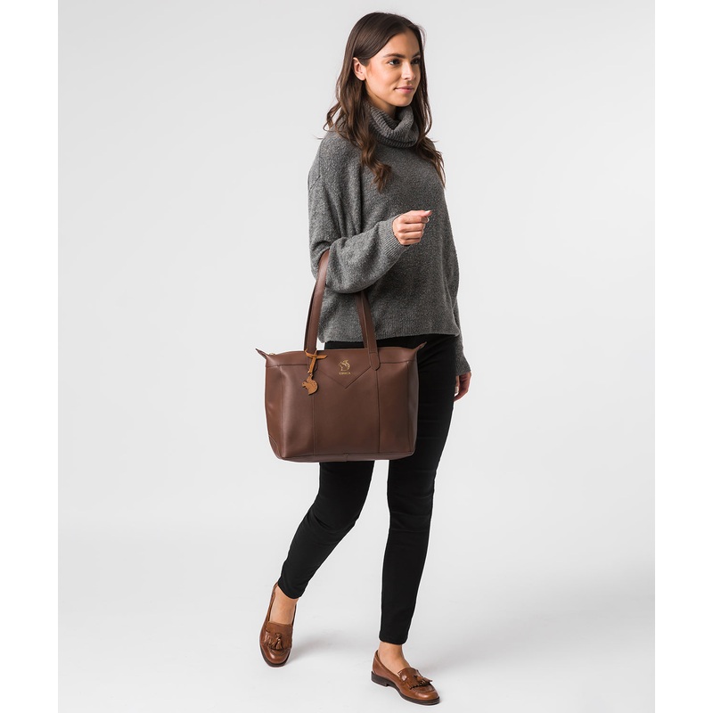 'Molly' Ombre Chestnut Vegetable-Tanned Leather Tote Bag