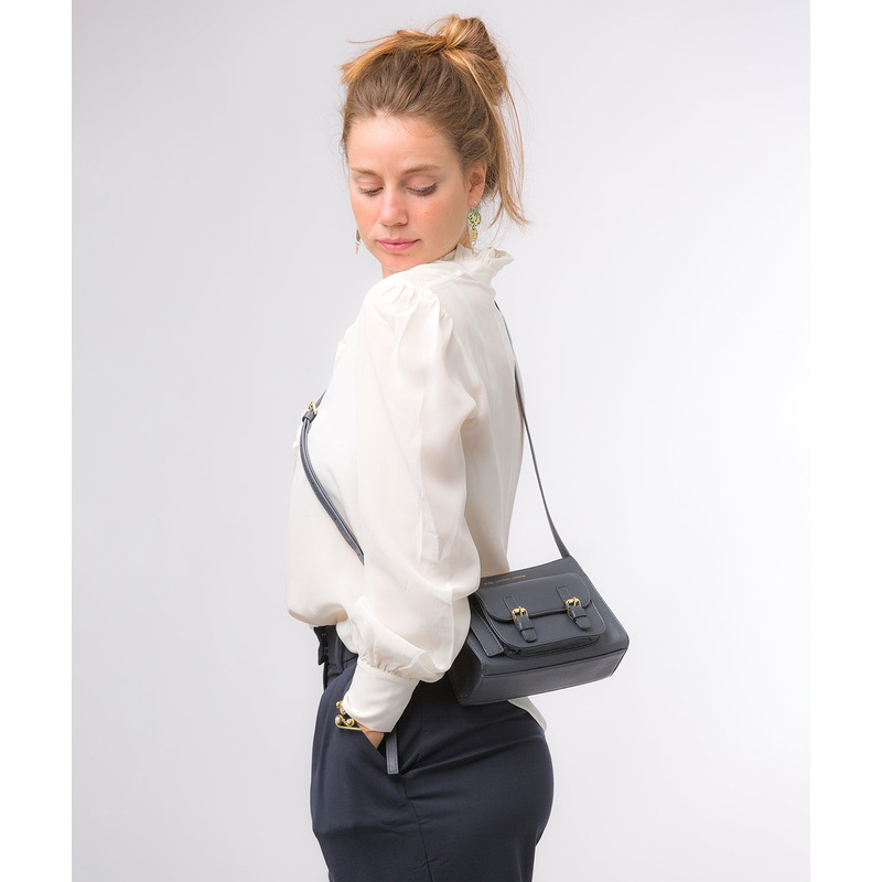 'Monica' Navy Nappa Leather Cross Body Bag