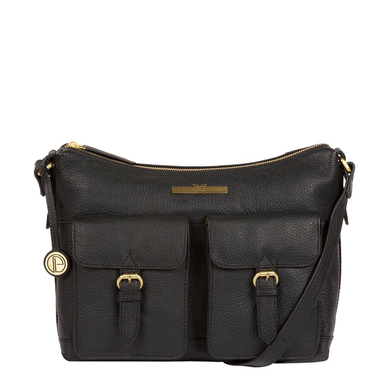 'Natasha' Black Leather Shoulder Bag