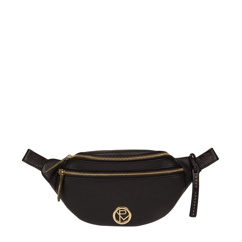 'Noelle' Black Leather Bum Bag