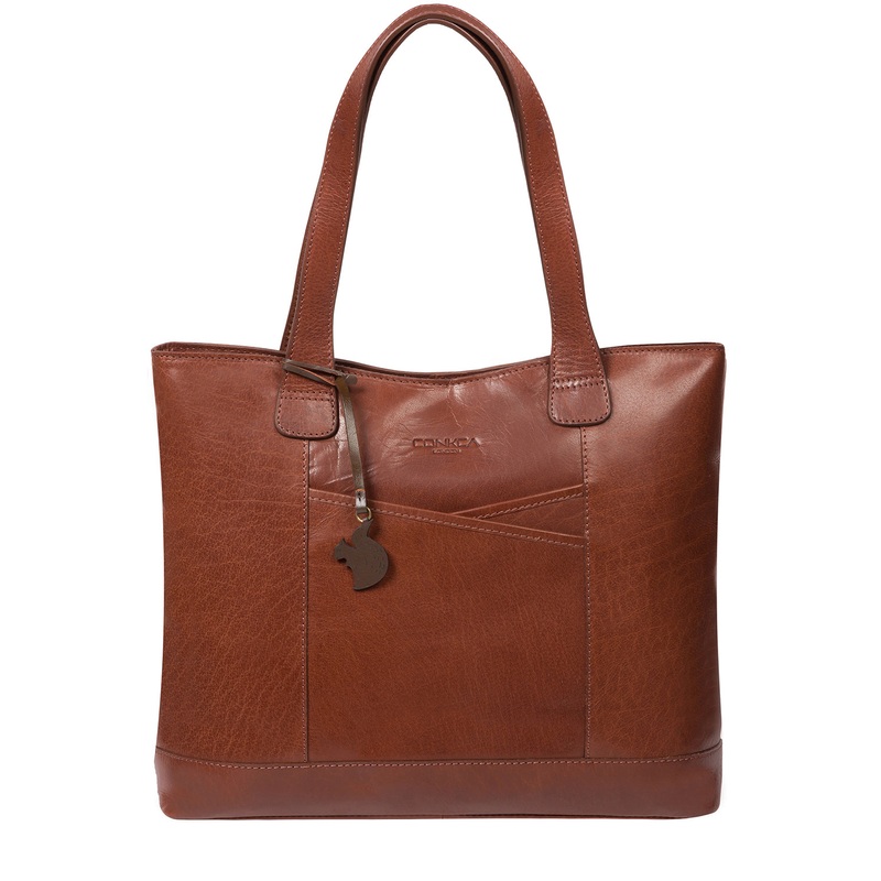'Patience' Conker Brown Leather Tote Bag