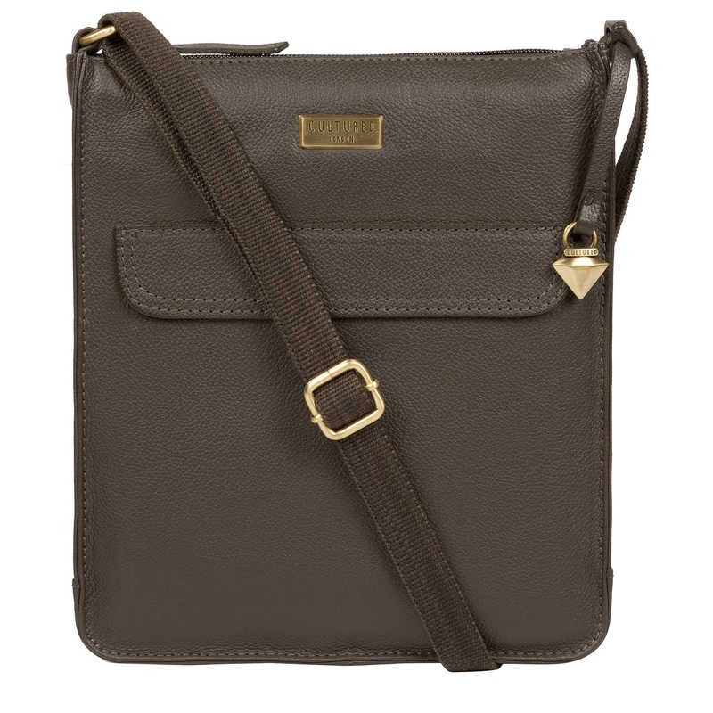 'Sarah' Olive Leather Cross Body Bag