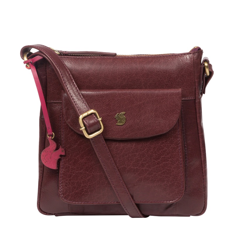 'Shona' Plum Leather Cross Body Bag
