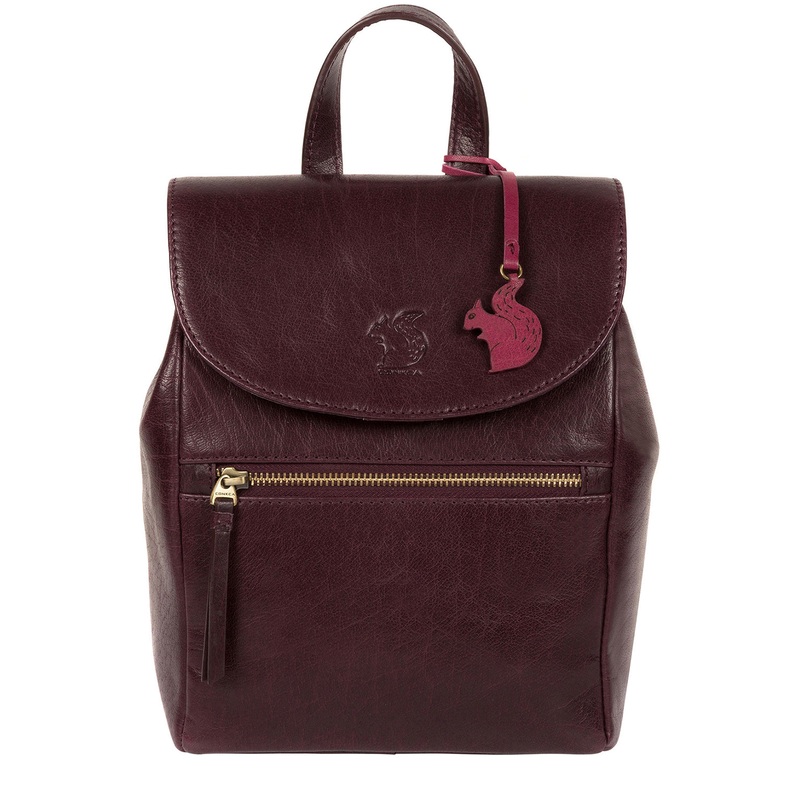 'Simone' Plum Leather Backpack