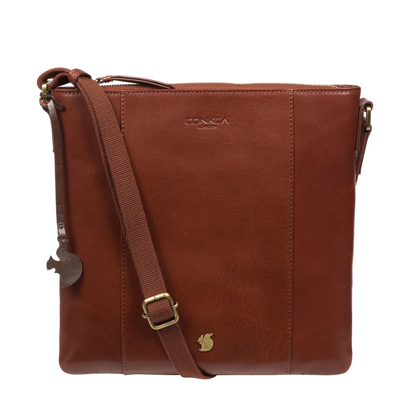'Sol' Conker Brown Leather Cross Body Bag