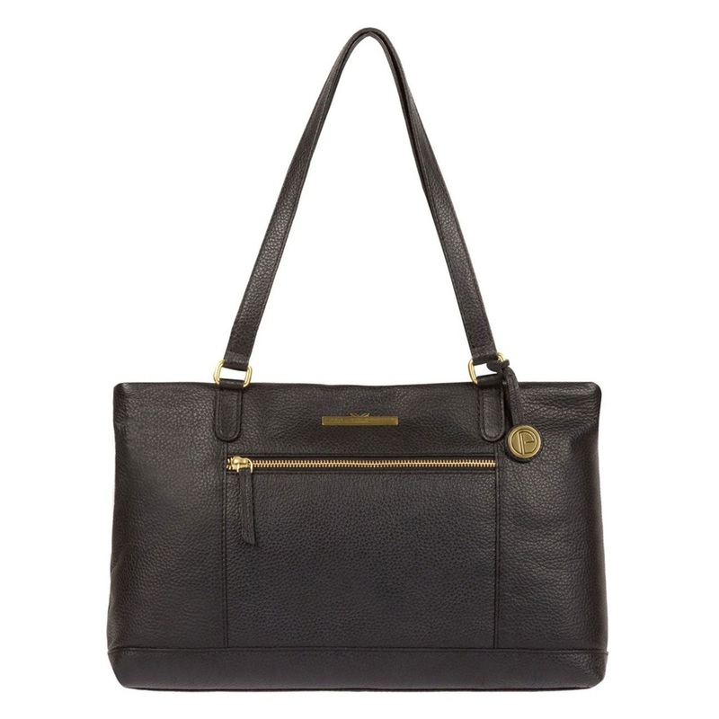 'Thea' Black Leather Shoulder Bag