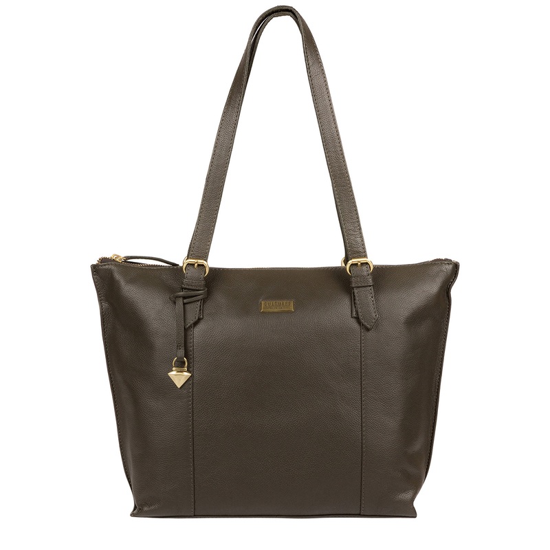 'Trinity' Olive Leather Tote Bag