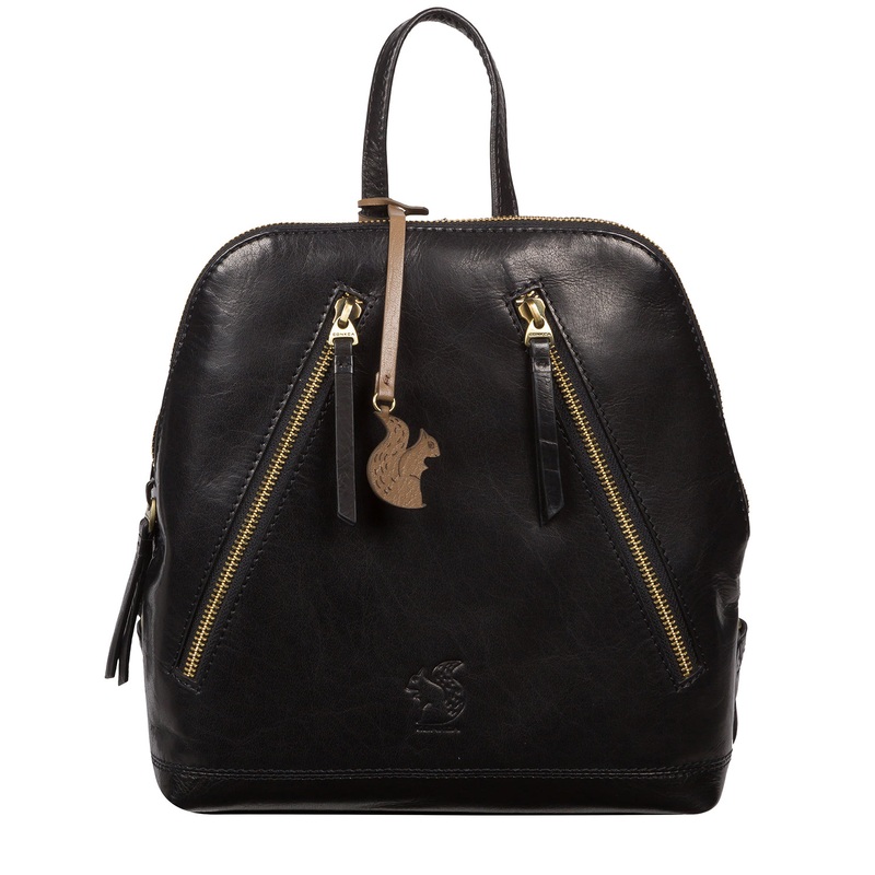 'Zoe' Black Leather Backpack