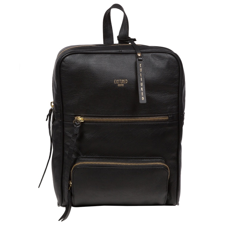 'Abbey' Black Leather Backpack