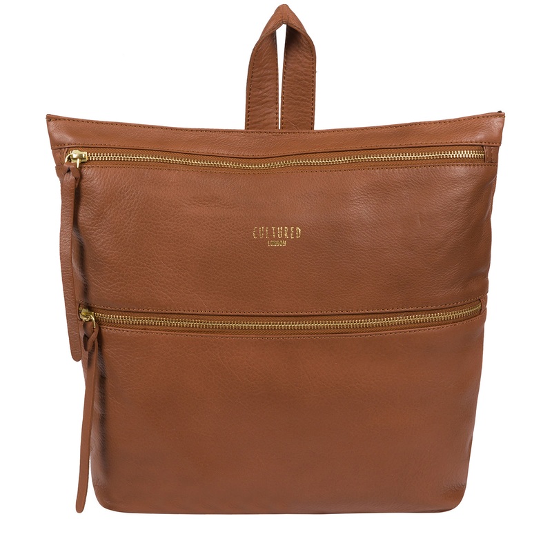 'Addington' Dark Tan Leather Backpack