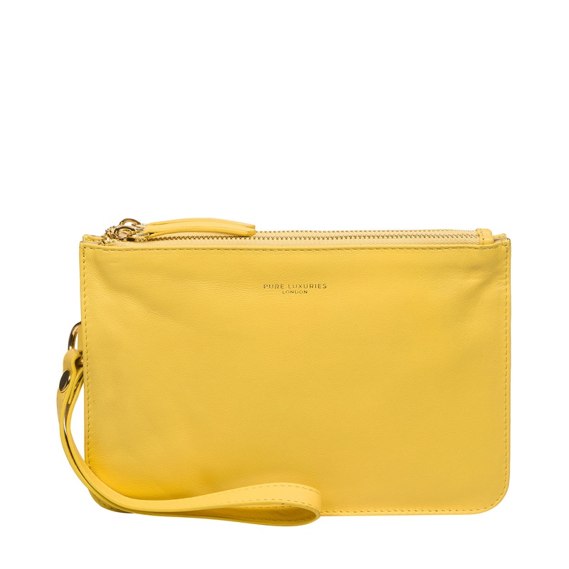 'Addison' Lemon Drop Nappa Leather Clutch Bag