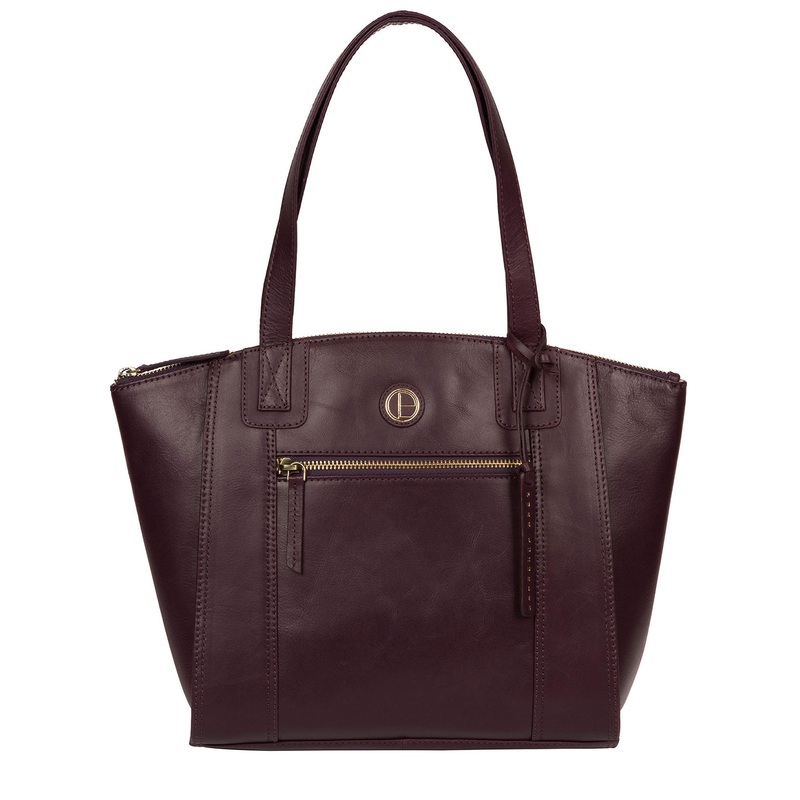'Ashbourne' Blackberry Leather Tote Bag
