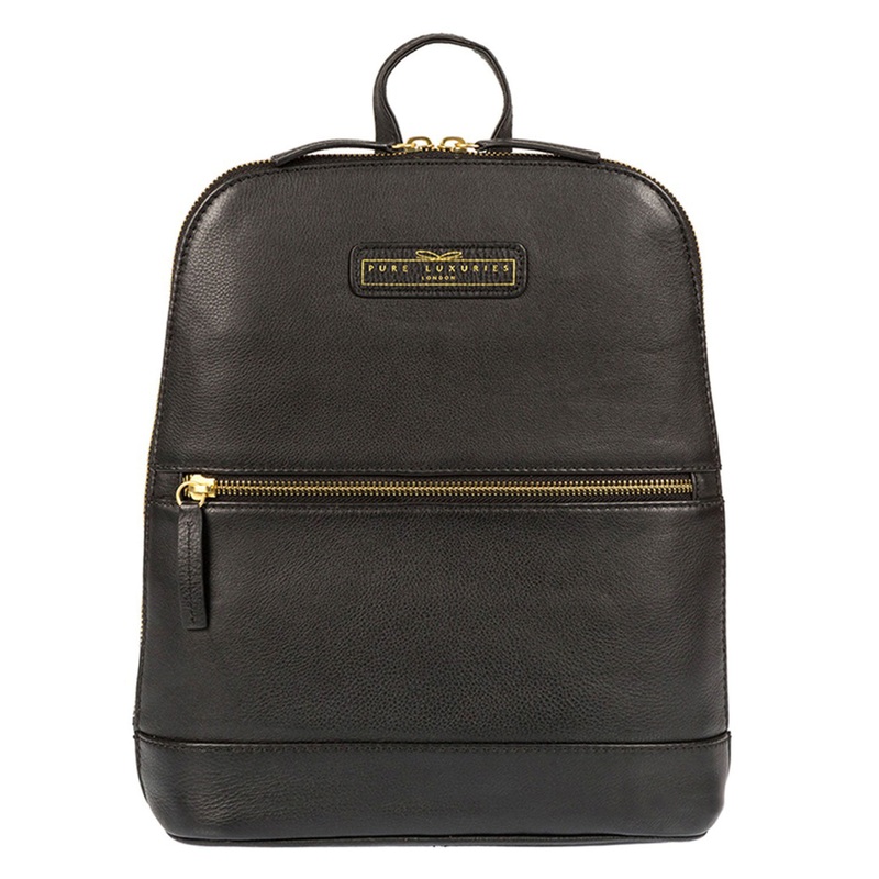 'Ava' Black Cowhide Leather Backpack