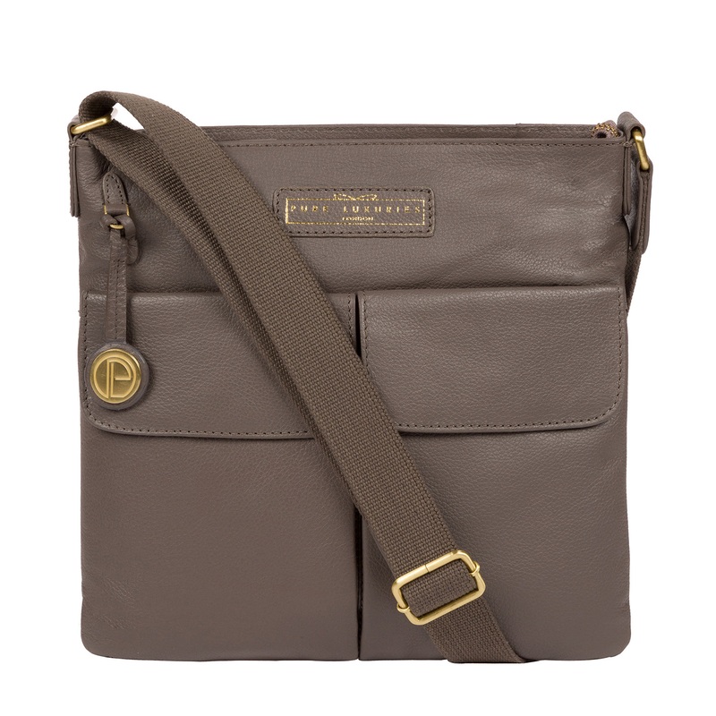 'Barnwell' Grey Leather Cross Body Bag